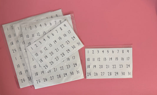Monthly Number Sticker Set – 2 Sheets